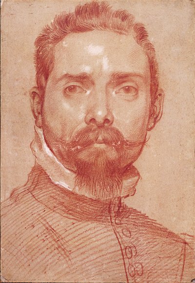 Porträt des Lautenspielers Giulio Mascheroni (Porträt du joueur de luth Giulio Mascheroni) Rötel von Annibale Carracci (Carrache) (1560-1609) ca. 1594 Albertina, Wien von Annibale Carracci