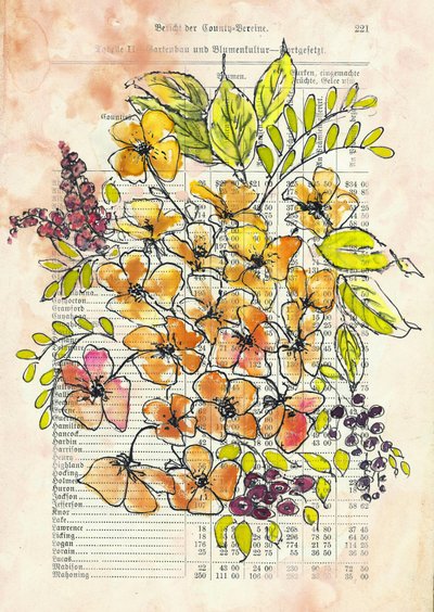Vintage Blumen Dokument von Annick