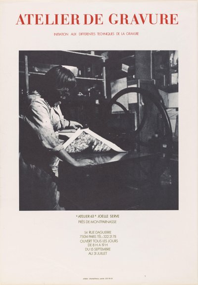 Plakat der Druckerei Atelier 63 in Paris von Anonymous