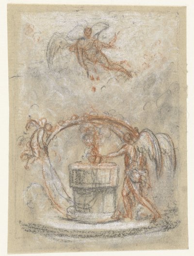 Allegorische Darstellung mit Figuren um ein Denkmal oder Altar von Anonymous