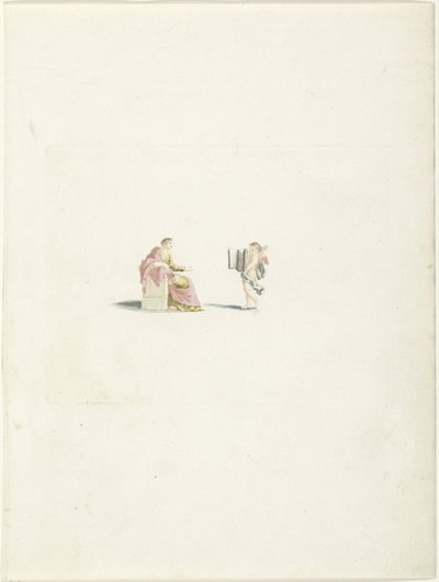 Amor präsentiert einer Muse ein Buch von Anonymous
