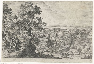 Apollo spaziert mit einer jungen Frau Landschaften mit mythologischen und biblischen Darstellungen (Serientitel) von Anonymous