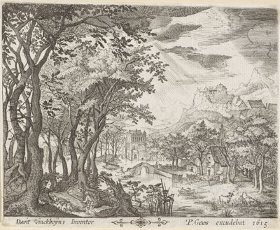 Bergige Flusslandschaft von Anonymous
