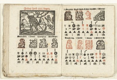 Seiten mit der Vorhersage für den Monat Juli, 1712 von Anonymous