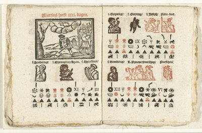 Seiten mit der Vorhersage für den Monat März, 1712 von Anonymous