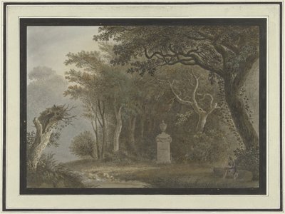 Waldlandschaft mit Denkmal für Salomon Gessner von Anonymous