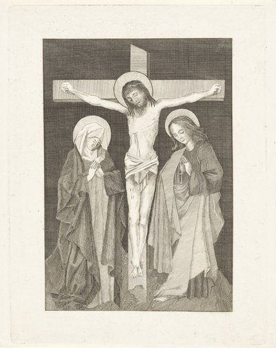 Christus am Kreuz, zu beiden Seiten Maria und Johannes von Anonymous