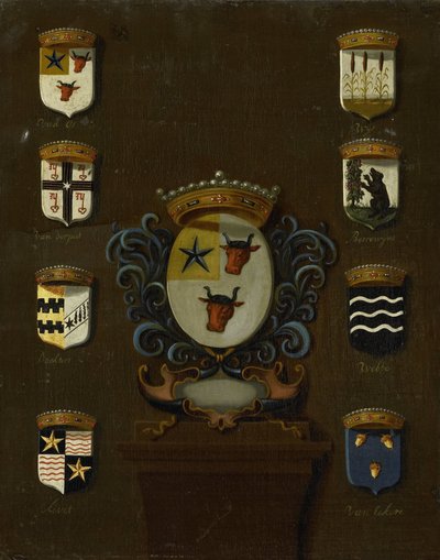 Wappen von Sara van Os, Ehefrau von Jan van Reyersbergh mit seinen acht Vierteln von Anonymous
