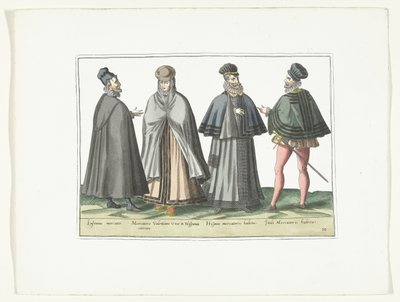 Drie mannen en een vrouw gekleed volgens de buitenlandse mode, ca. 1580 von Anonymous