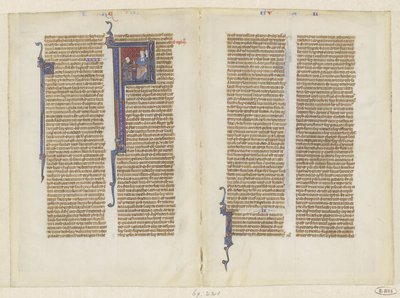 Fragment aus einer Bibel, das Buch der Könige, Kapitel 2: David kniet vor Saul von Anonymous