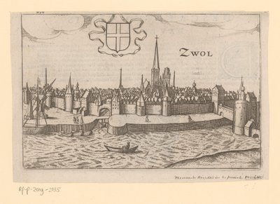 Ansicht von Zwolle vom anderen Ufer des Zwarte Water von Anonymous