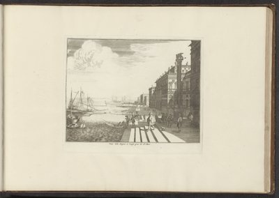 Ansicht einer Uferpromenade in Venedig mit dem Löwen von San Marco auf einer Säule von Anonymous