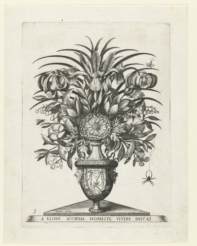 Groteske Vase mit zwei Maskarons an den Seiten eines Bukranions von Anonymous