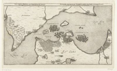 Karte der Seeschlacht zwischen den schwedischen und dänischen Flotten im Belt, 1644 von Anonymous