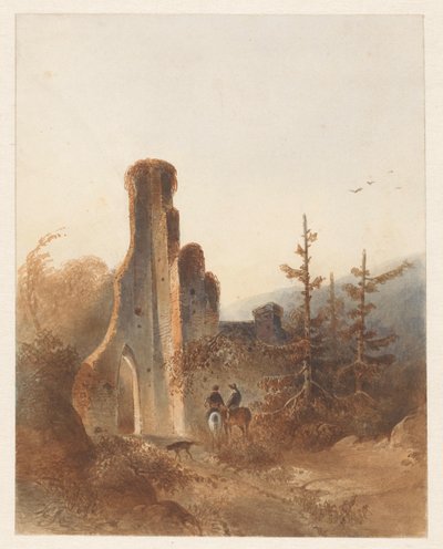 Landschaft mit zwei Reitern bei einer Ruine von Anonymous