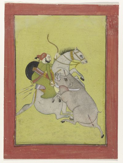 Maharao Umed Singh von Bundi, ein Wildschwein tötend von Anonymous