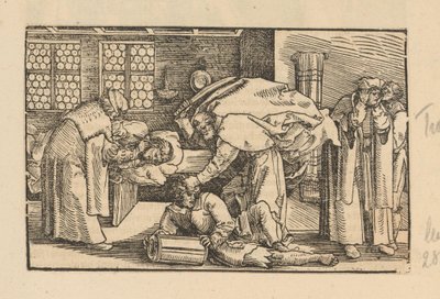 Mann beim Ohrenarzt und Petrus, der Malchus das Ohr abschlägt von Anonymous