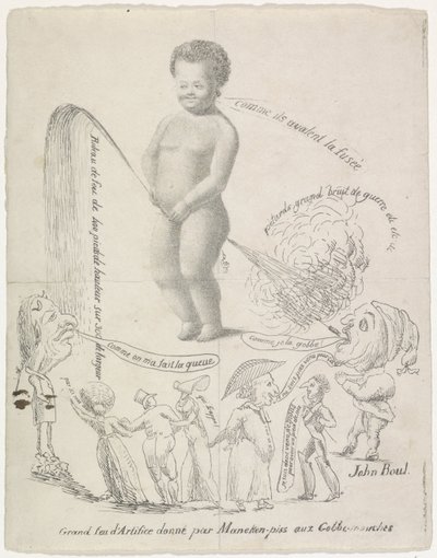 Manneken Pis sorgt für Feuerwerk, 1820 von Anonymous