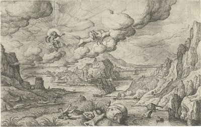 Phaëthon fährt in der Sonnenwagen (Serie: Landschaften mit mythologischen und biblischen Darstellungen) von Anonymous