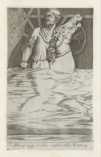 Relief von Horatius Cocles zu Pferd, der die Pons Sublicius im Wasser verteidigt von Anonymous