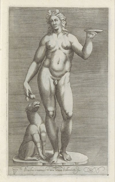 Skulptur von Bacchus und einem Hund von Anonymous