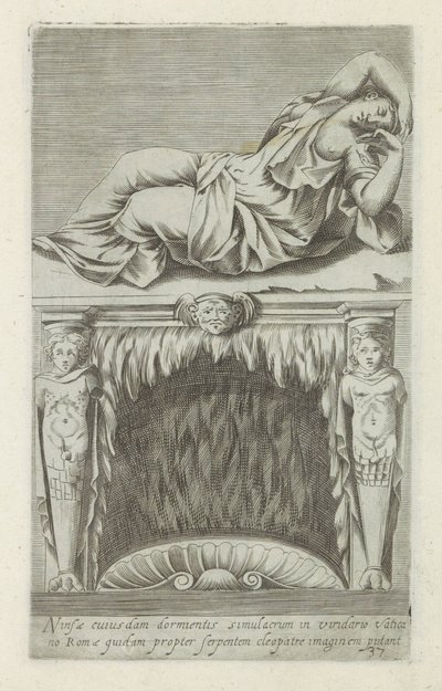 Skulptur der schlafenden Ariadne über einem Kamin von Anonymous