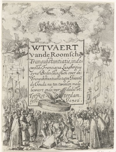 Titelblatt für das Pamphlet Wtvaert vande Roomsche Transubstantiatie, 1612 von Anonymous