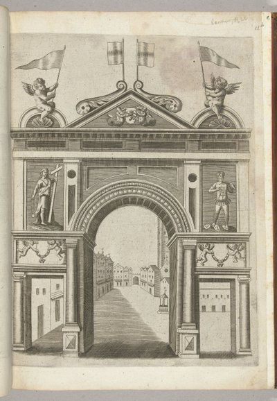 Triumphbogen mit allegorischen Figuren und Putti mit der Kette des Ordens vom Goldenen Vlies, 1594 von Anonymous