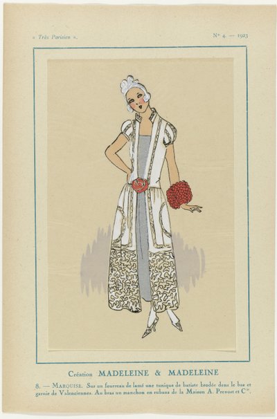 Très Parisien, 1923, Nr. 4: 8. - MARQUISE. Auf einem Futteral... von Anonymous