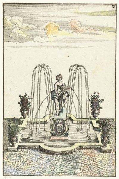 Quadratisches Becken mit halbrunden Ausstülpungen (Architectura Curiosa Nova) von Anonymous