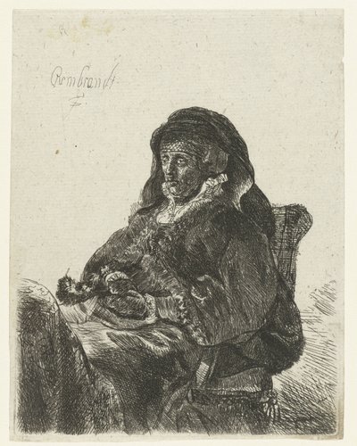 Witwe mit schwarzen Handschuhen (Rembrandts Mutter als Witwe) von Anonymous