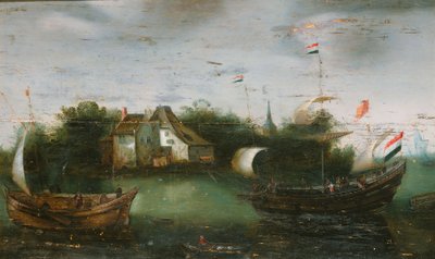 Ein Seeschiff segelt in ein Binnengewässer von Anonymous Anonymous