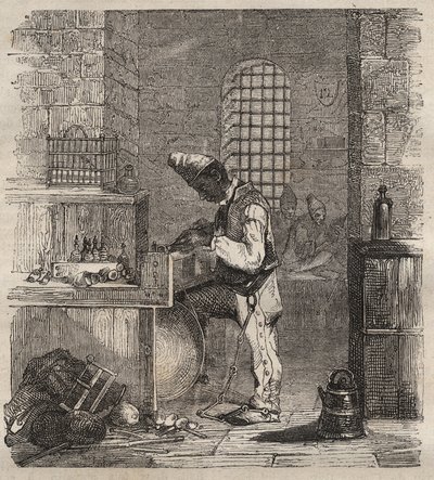 Eine Arbeitsgruppe im Bagne von Brest im 19. Jahrhundert. Gravur in „Histoire des bagnes depuis leur création à nos jours“ (1877) von Pierre Zaccone. Private Sammlung. von Anonymous Anonymous