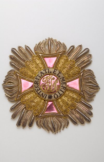 Österreich - Leopold-Orden: Plakette des Großkreuzritters von Charles Louis Huguet, Marquis von Semonville (1759-1839) - Anfang des 19. Jahrhunderts - Stickereien aus Gold-, Silber- und Seidenfäden, Crantilla, Pailletten und Lametta - Seele aus grobem Lein von Anonymous Anonymous