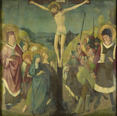 Kreuzigung mit den Heiligen Cosmas und Damian von Anonymous Anonymous