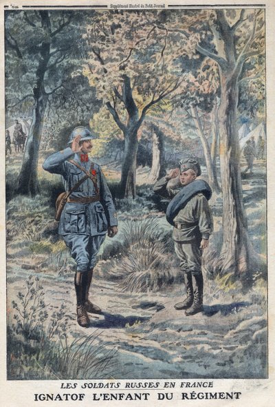 Erster Weltkrieg 1914-1918 (Krieg 14-18). Der junge russische Soldat Ignatof in einem Regiment der französischen Armee. In „Le Petit Journal“, am 21.05.1916. Private Sammlung von Anonymous Anonymous
