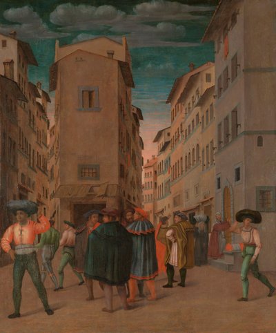 Florentinische Straßenszene mit zwölf Figuren von Anonymous Anonymous