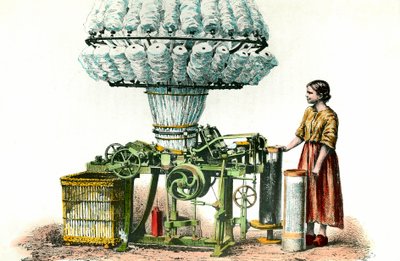 Habner-Kamm zum Spinnen von Wolle. Gravur des 19. Jahrhunderts Private Sammlung. von Anonymous Anonymous