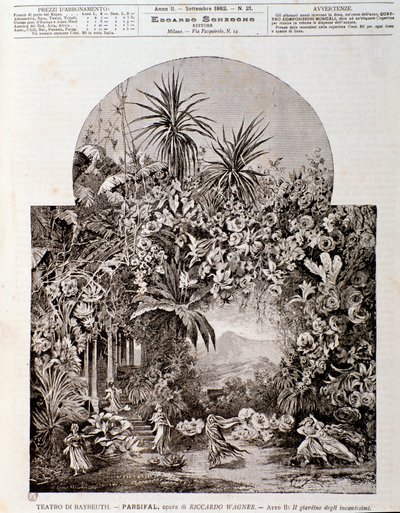 Illustration für die Oper Parsifal von Wagner, aufgeführt 1882 im Theater von Bayreuth von Anonymous Anonymous