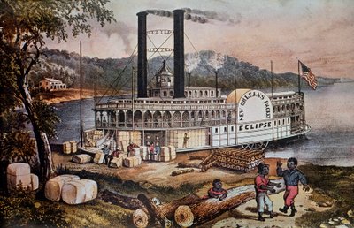 Verladung von Baumwolle auf ein Schiff am Mississippi von Anonymous Anonymous