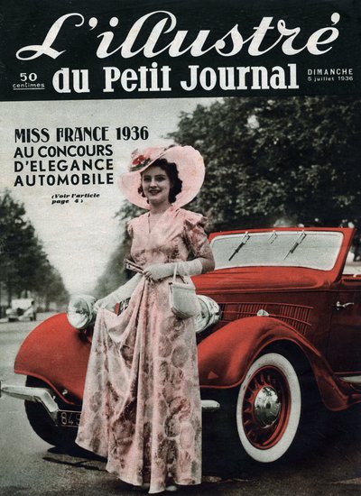 Lynne Lassal Miss Frankreich 1936 beim Automobil-Eleganzwettbewerb. Eine der Zeitschrift 