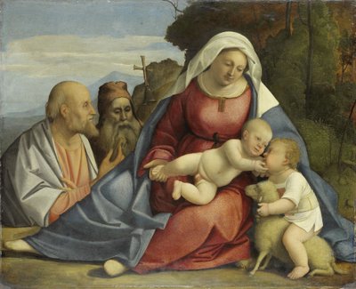 Madonna und Kind mit dem Jesuskind und den Heiligen Peter und Antonius von Anonymous Anonymous