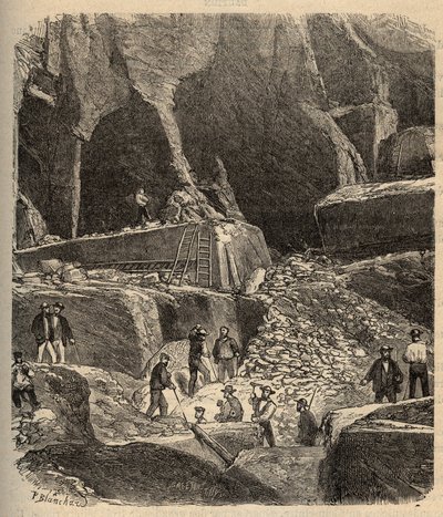 Marmorbrüche von Saint-Genies (Saint Genies) - Dordogne - Gravur in „PATRIE“ - Beschreibung der Malerei von Frankreich in 6 Bänden von Lucien Huard - Ende des 19. Jahrhunderts von Anonymous Anonymous