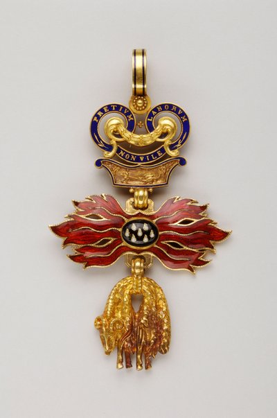 Orden vom Goldenen Vlies: Österreichisches Goldenes Vlies - Reduziertes Abzeichen - 1850-1900 - Gold und Emaille - Privatbesitz von Anonymous Anonymous