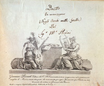 Seite aus der Oper seria Gli arabi delle gallie von G Pacini von Anonymous Anonymous