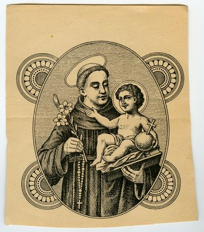 Andachtsbild: Heiliger Antonius von Padua (Gravur) von Anonymous Anonymous