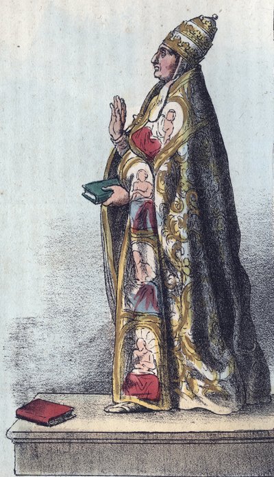 Papst Bonifatius VIII. (1235-1303) - Bonifatius VIII. (Bonifacius oder Bonifacio) (1294-1303) - Gravur aus „Usi e Costumi di Tutti i Popoli dell