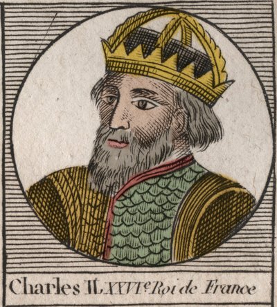 Porträt von Karl II. dem Kahlen (823-877), König von Frankreich - Gravur aus „Instruction sur l