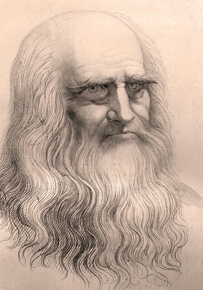 Porträt von Leonardo Da Vinci (1452-1519) nach seinem Selbstporträt. von Anonymous Anonymous