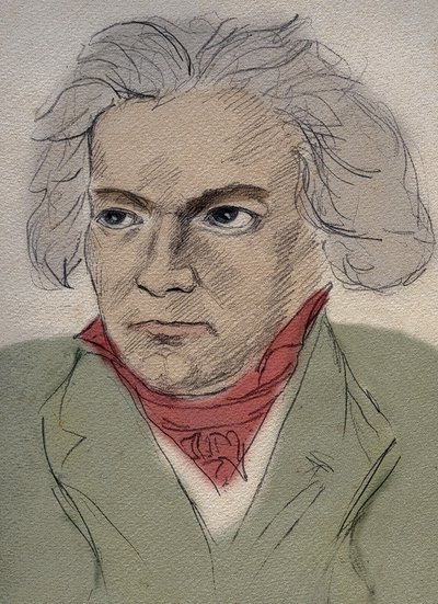 Porträt von Ludwig van Beethoven (1770-1827), deutscher Komponist - anonyme Zeichnung Anfang des 20. Jahrhunderts - Private Sammlung von Anonymous Anonymous